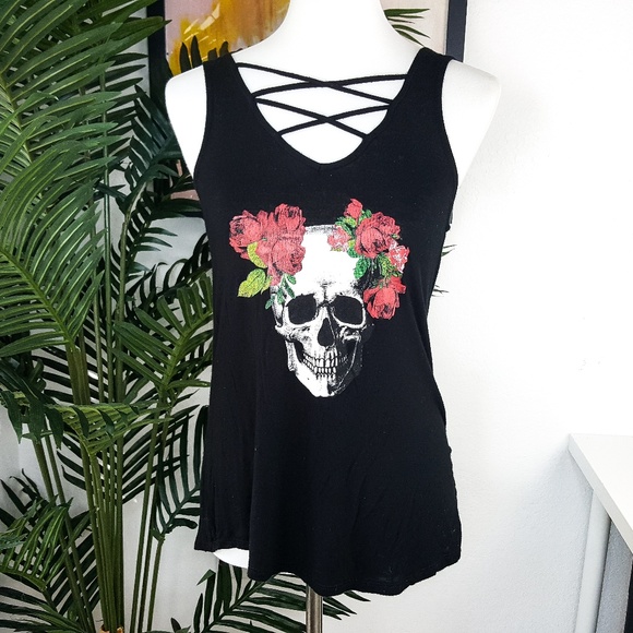 American High Tops - American High Skull Graphic Black Tank Top S